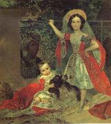 Karl Briullov Portrait of the young princesses volkonsky by a moor Germany oil painting reproduction